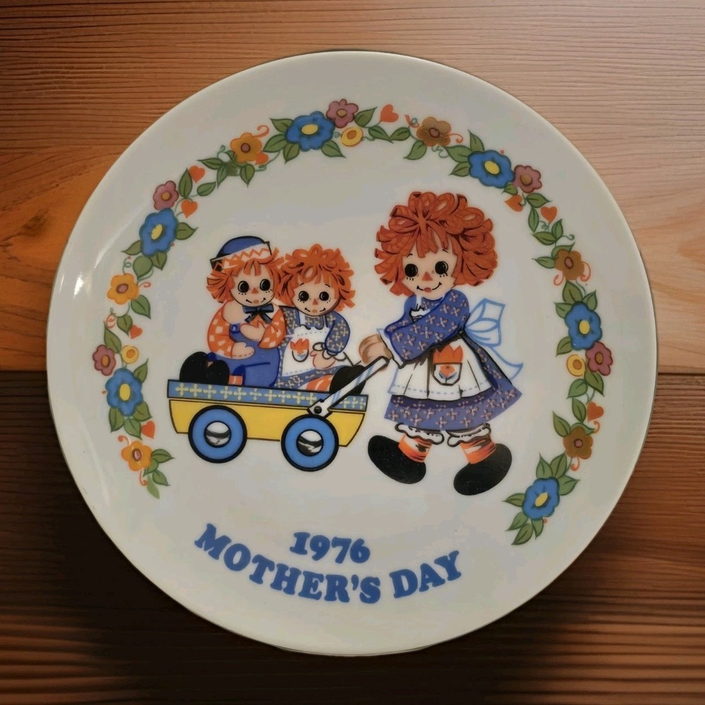 Raggedy Ann & Andy 1976 MOTHER'S DAY Plate Limited Edition‎ Schmid  7 5/8" W/BOX